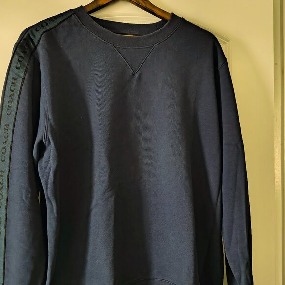 🖤 COACH Men’s Logo Tape Sweatshirt – Navy Blue – Size XL - Picture 1 of 3